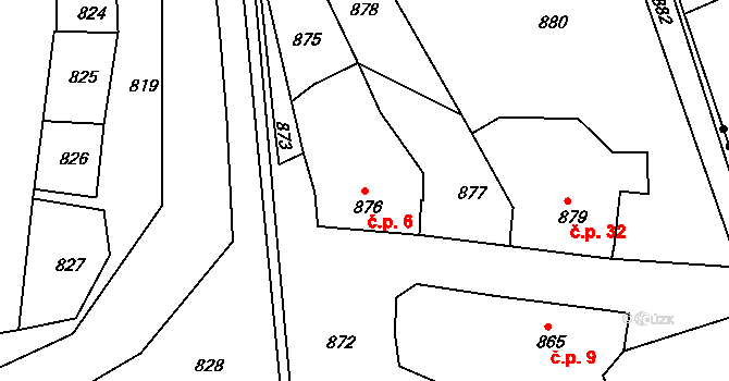 Skržice 6, Soběsuky na parcele st. 876 v KÚ Skržice, Katastrální mapa