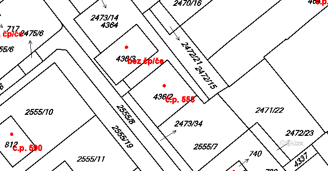 Kardašova Řečice 558 na parcele st. 436/2 v KÚ Kardašova Řečice, Katastrální mapa