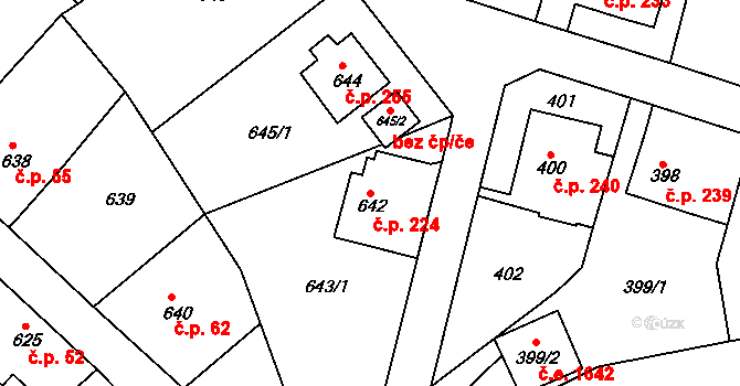 Děčín XXXII-Boletice nad Labem 224, Děčín na parcele st. 642 v KÚ Boletice nad Labem, Katastrální mapa