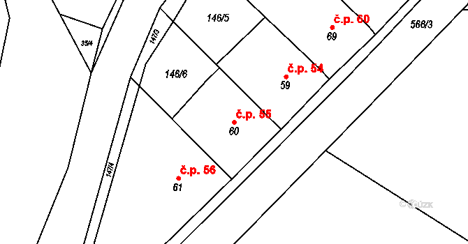 Vísky 55 na parcele st. 60 v KÚ Vísky u Letovic, Katastrální mapa