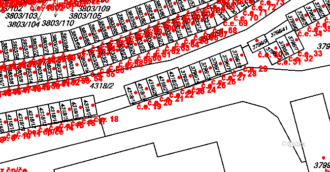 Teplice 22 na parcele st. 4318/21 v KÚ Teplice, Katastrální mapa