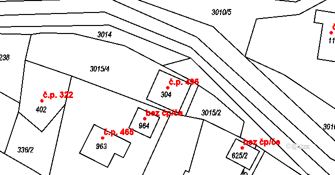 Janovice 496 na parcele st. 304 v KÚ Janovice u Frýdku-Místku, Katastrální mapa