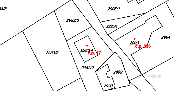 Vendryně 17 na parcele st. 2983/4 v KÚ Vendryně, Katastrální mapa