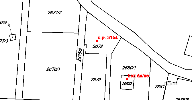 Záběhlice 3154, Praha na parcele st. 2678 v KÚ Záběhlice, Katastrální mapa