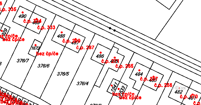 Rokytnice 271, Vsetín na parcele st. 486 v KÚ Rokytnice u Vsetína, Katastrální mapa
