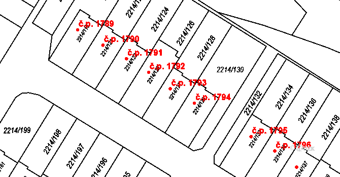 Bolevec 1793, Plzeň na parcele st. 2214/127 v KÚ Bolevec, Katastrální mapa