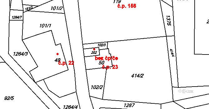 Heřmanov 23 na parcele st. 50 v KÚ Heřmanov, Katastrální mapa