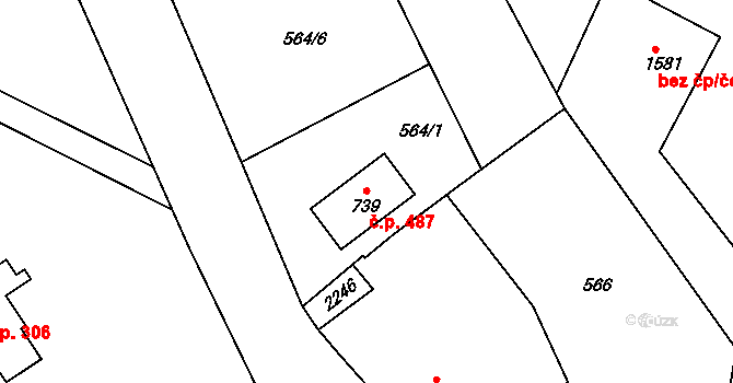 Lichnov 487 na parcele st. 739 v KÚ Lichnov u Nového Jičína, Katastrální mapa