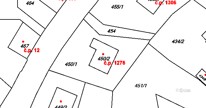 Liberec XIV-Ruprechtice 1276, Liberec na parcele st. 450/2 v KÚ Ruprechtice, Katastrální mapa