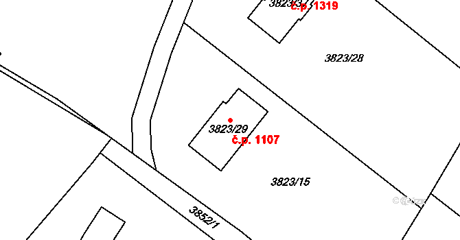Vendryně 1107 na parcele st. 3823/29 v KÚ Vendryně, Katastrální mapa