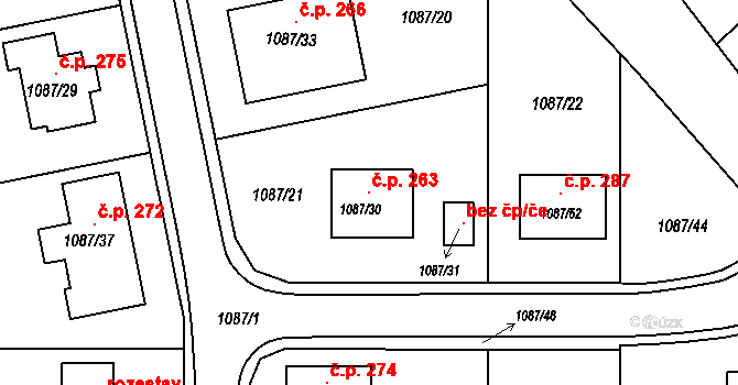 Sloup 263 na parcele st. 1087/30 v KÚ Sloup v Moravském krasu, Katastrální mapa