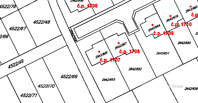 Kuřim 1707 na parcele st. 2642/865 v KÚ Kuřim, Katastrální mapa