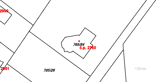 Rožnov pod Radhoštěm 2760 na parcele st. 785/84 v KÚ Tylovice, Katastrální mapa