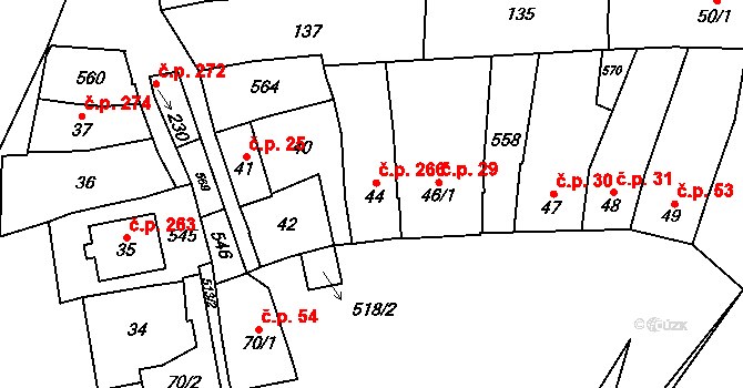Přerov III-Lověšice 266, Přerov na parcele st. 44 v KÚ Lověšice u Přerova, Katastrální mapa