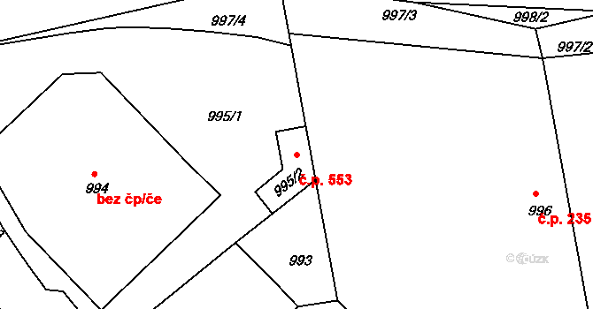 České Budějovice 4 553, České Budějovice na parcele st. 995/2 v KÚ České Budějovice 4, Katastrální mapa