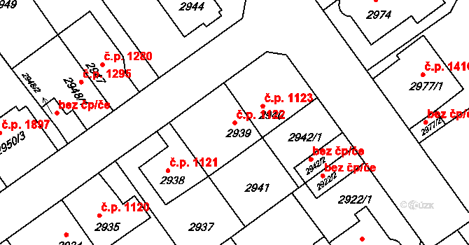 Předměstí 1122, Litoměřice na parcele st. 2939 v KÚ Litoměřice, Katastrální mapa