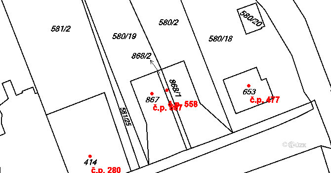 Borohrádek 38467542 na parcele st. 868/2 v KÚ Borohrádek, Katastrální mapa