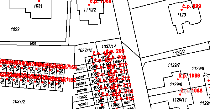 Šumbark 208, Havířov na parcele st. 1091 v KÚ Šumbark, Katastrální mapa