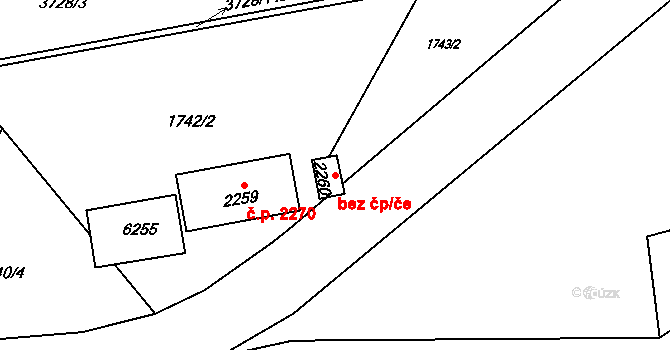 Rožnov pod Radhoštěm 39561542 na parcele st. 2260 v KÚ Rožnov pod Radhoštěm, Katastrální mapa