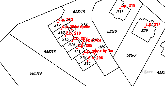 Nížkov 40752542 na parcele st. 319 v KÚ Nížkov, Katastrální mapa