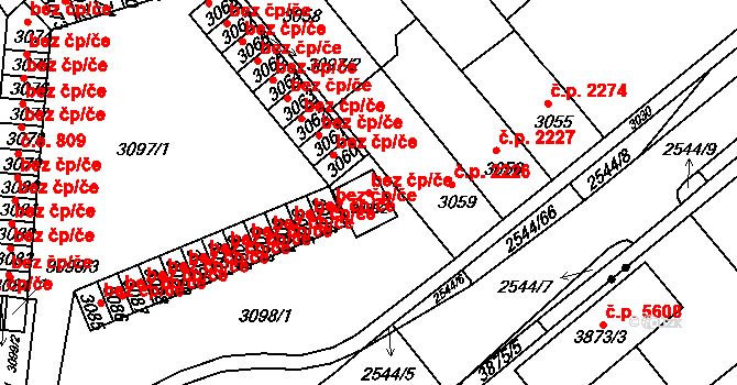 Chomutov 45051542 na parcele st. 3098/2 v KÚ Chomutov II, Katastrální mapa