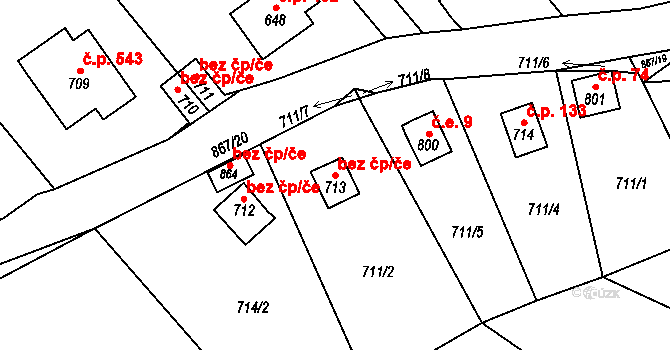 Jablonné nad Orlicí 45479542 na parcele st. 713 v KÚ Jablonné nad Orlicí, Katastrální mapa