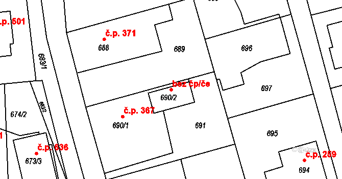 Jablůnka 45618542 na parcele st. 690/2 v KÚ Jablůnka, Katastrální mapa