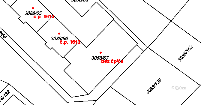 Hlučín 1488 na parcele st. 3088/67 v KÚ Hlučín, Katastrální mapa