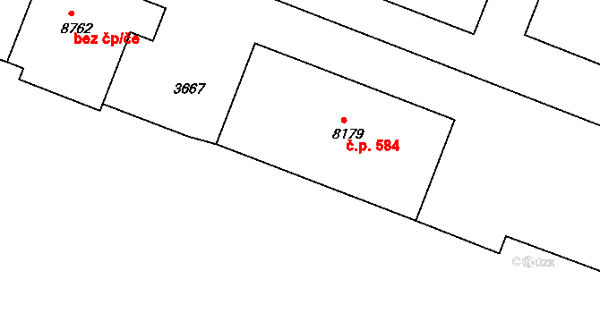 Polabiny 584, Pardubice na parcele st. 8179 v KÚ Pardubice, Katastrální mapa
