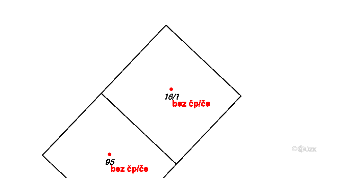 Běrunice 47771542 na parcele st. 16/1 v KÚ Vlkov nad Lesy, Katastrální mapa