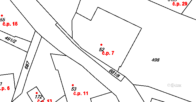Smrkový Týnec 7, Rabštejnská Lhota na parcele st. 52 v KÚ Smrkový Týnec, Katastrální mapa
