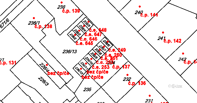 Český Těšín 251 na parcele st. 236/8 v KÚ Český Těšín, Katastrální mapa