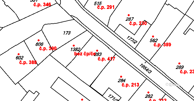Náchod 417 na parcele st. 283 v KÚ Náchod, Katastrální mapa