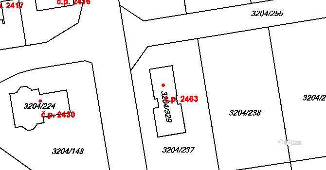 Roudnice nad Labem 2463 na parcele st. 3204/329 v KÚ Roudnice nad Labem, Katastrální mapa
