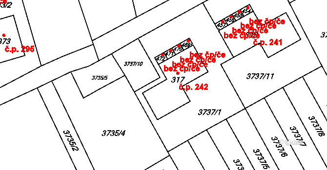 Besednice 242 na parcele st. 317 v KÚ Besednice, Katastrální mapa