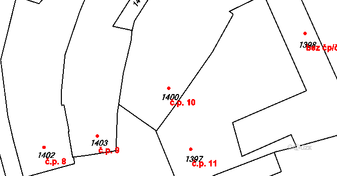 Chmelná 10, Křemže na parcele st. 1400 v KÚ Křemže, Katastrální mapa