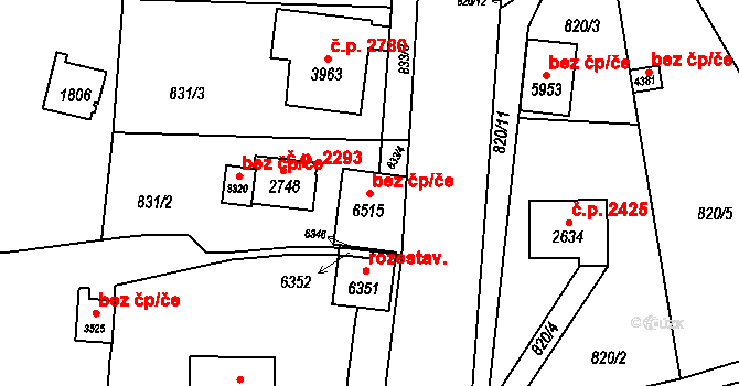 Žatec 90701542 na parcele st. 6515 v KÚ Žatec, Katastrální mapa