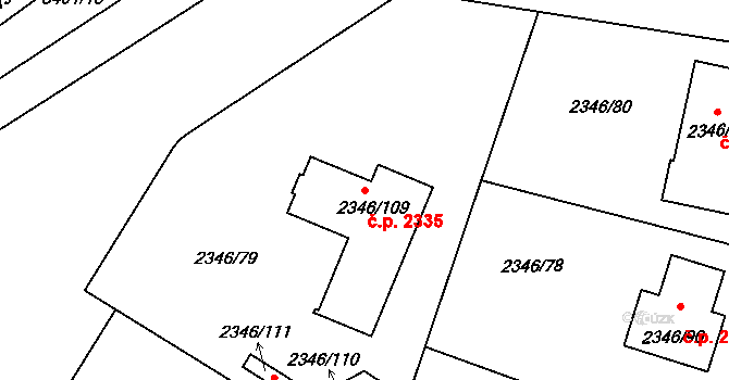 Pelhřimov 2335 na parcele st. 2346/109 v KÚ Pelhřimov, Katastrální mapa