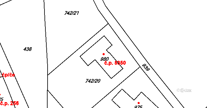 Kokonín 5350, Jablonec nad Nisou na parcele st. 980 v KÚ Kokonín, Katastrální mapa