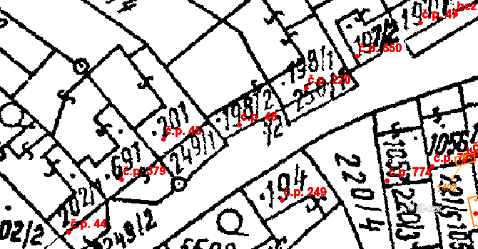 Kobylí 46 na parcele st. 198/2 v KÚ Kobylí na Moravě, Katastrální mapa