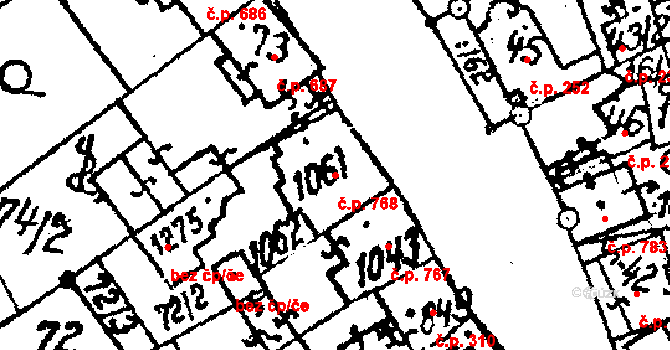 Kobylí 768 na parcele st. 1061 v KÚ Kobylí na Moravě, Katastrální mapa
