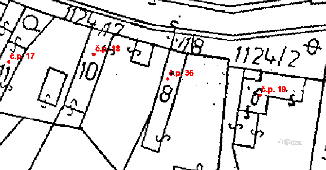 Žandov 36, Chlístovice na parcele st. 8 v KÚ Žandov, Katastrální mapa