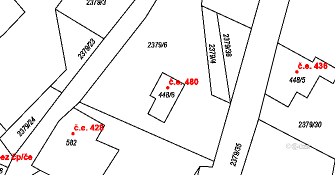 Antonínov 480, Josefův Důl na parcele st. 448/6 v KÚ Antonínov, Katastrální mapa