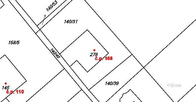 Horní Datyně 168, Vratimov na parcele st. 278 v KÚ Horní Datyně, Katastrální mapa