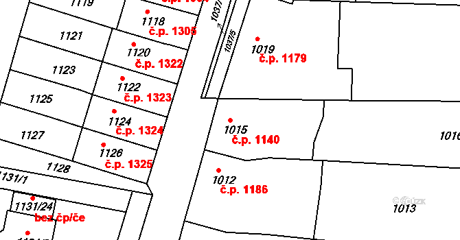 Vracov 1140 na parcele st. 1015 v KÚ Vracov, Katastrální mapa
