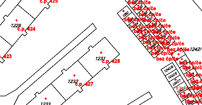 Vrbno pod Pradědem 428 na parcele st. 1231 v KÚ Vrbno pod Pradědem, Katastrální mapa
