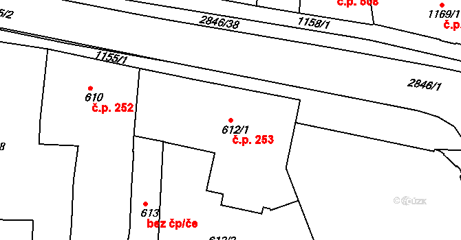 Pod Cvilínem 253, Krnov na parcele st. 612/1 v KÚ Opavské Předměstí, Katastrální mapa