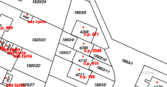 Šumperk 2048 na parcele st. 4209 v KÚ Šumperk, Katastrální mapa