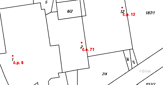 Čečkov 71, Jankov na parcele st. 2 v KÚ Čečkov, Katastrální mapa