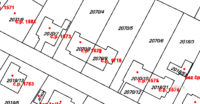 Boskovice 1718 na parcele st. 2070/9 v KÚ Boskovice, Katastrální mapa